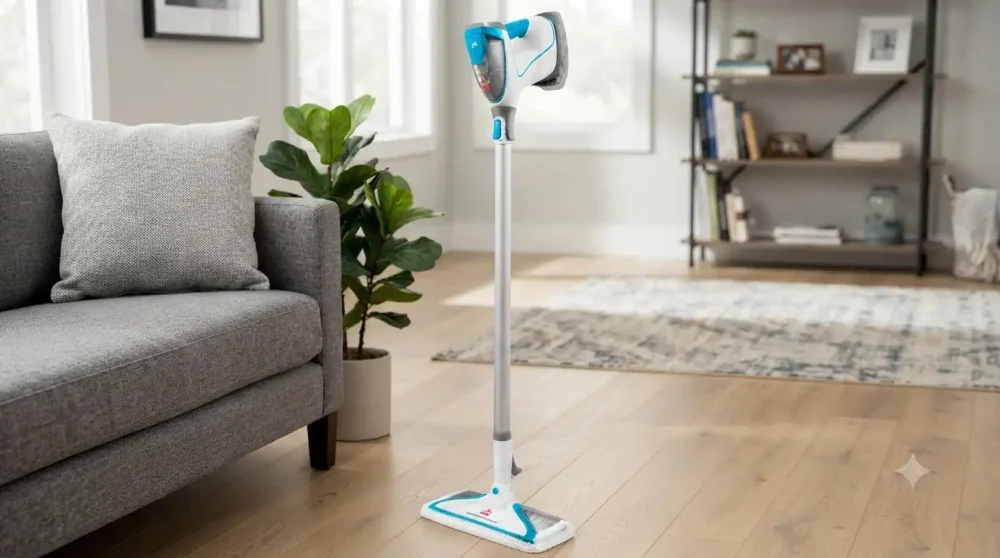 بخارشوی powerfresh slim 2781z در یک خانه مدرن رو به روی یک مبل طوسی رنگ