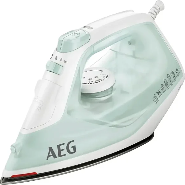 اتو بخار 2400 وات آ ا گ مدل DB1740LG رنگ سبز اقیانوسی با دسته و درپوش سفید
