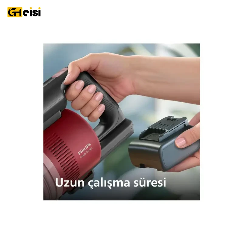 جا زدن باتری جارو شارژی عصایی فیلیپس مدل XC6552/01