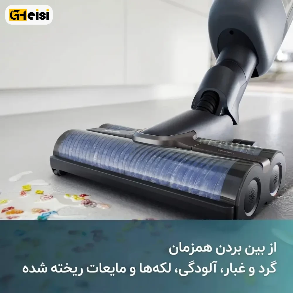 برس چرخان جاروشارژی و زمین شوی فیلیپس مدل XW7110 کف زمین را می شوید